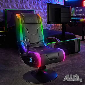 Компактен и сгъваем стол за всички ваши игрови нужди; Игрален стол X-Rocker Junior 2.1 Audio