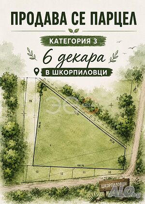 🌿 Продава се парцел 6 дка в с. Шкорпиловци, област Варна - отлична инвестиционна възможност 🌿