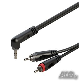 Кабел 3.5mm - 2Rca 2м ROXTONE ъглов жак