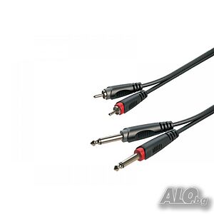 Кабел 2RCA - 2х6.3мм. моно жак 1м ROXTONE