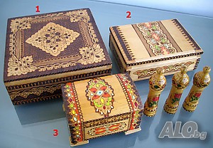 Дървени пирографирани кутии мускали