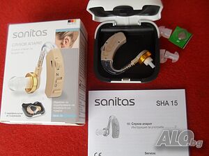НОВ! Слухов задушен апарат немски SANITAS SHA-15 с регулирне на звука+ 3 размера тапи+ сертификат
