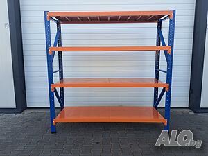 Метален индустриален стелаж 200x200x60, 4 рафта, склад/гараж/мазе