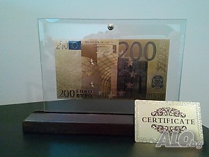 Сувенири 200 златни евро банкноти със сертфикат идеалните подаръци