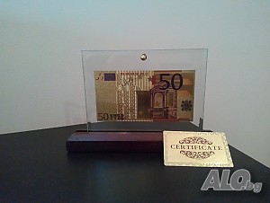 Сувенири 50 златни евро банкноти със сертфикат идеалните подар