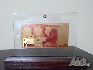 Сувенири 10 евро златни банкноти + сертфикат подарък