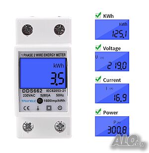 Електромер монофазен 80А, 230V 50/60Hz, Еднотарифен, 20204213