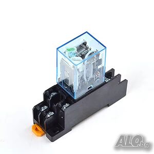 Реле и/или цокъл с Бобина 12VDC/220VAC, Контакти 2НО+2НЗ, Ток 5А, 4001