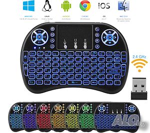 Мини Клавиатура светеща I8 с Li-Ion. Презареждаема Батерия за компютър tv box ГАРАНЦИЯ