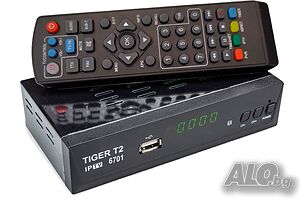 Приемник /декодер за цифрова ефирна кабелна телевизия Tiger T2 6701 с обучаващо дистанционно