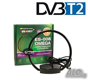 Активна Стайна антена с усилвател Eurosky ES-008 OMEGA за цифрова телевизия DVB-T/T2 до 28dB