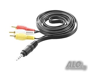 Оригинален кабел 3,5mm Jack - 3 RCA видео аудио 0.75 m за ТВ бокс