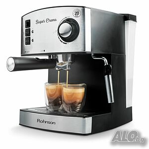 Кафемашина за еспресо Rohnson R 980 Super Crema с приставка за пяна и двоен филтър * Гаранция 2 год.