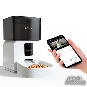 Автоматичен диспенсър за храна за кучета и котки с WiFi приложение и камера * Безплатна доставка