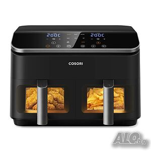 Фритюрник с горещ въздух Cosori Dual Basket CAF-R901, 8.5L, Черен*Безплатна доставка*Гаранция 2 год.