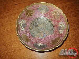 Продавам индийска месингова купа, клетъчен емайл, #537