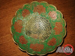Продавам индийска месингова купа, клетъчен емайл, #536