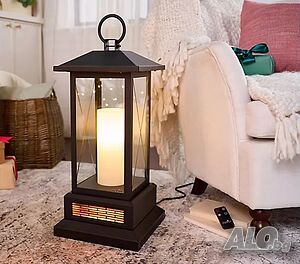 Отоплител фенер QVC Duraflame 2300W 73см духалка печка Безпламък Декоративен фенер със свещ