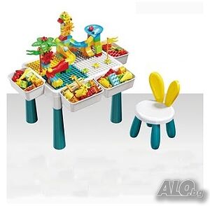 Детски комплект маса със стол и конструктор 105 части Blocks Table Play the Childhood MC817
