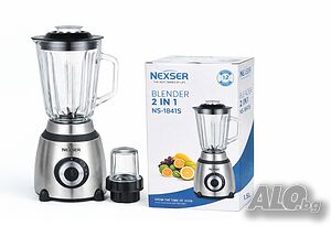 Блендер 2в1 Nexser NS1841S 1.5л 600W Мелничка Чопър Стъклена кана Лед Смути Шейк