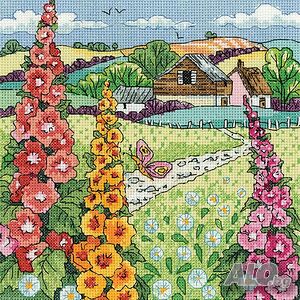Гоблен Heritage Crafts KLHF1617-A Hollyhock Farm творчески комплект бродерия пейзаж на Цветя мулине
