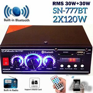 Мощен HiFi усилвател с Мp3, USB, SD, BT и FM радио с дистанционно управление. Технически характерист