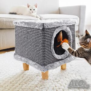 Катерушка за котки 3 в 1 - меко легло, играчка и драскалка
