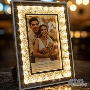 Кристална фоторамка с LED осветление и USB
