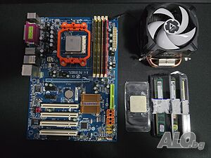 Дъно, процесор, рам, охлаждане, AMD Phenom II X4 955, Gigabyte GA-M56S-S3, 8GB DDR2, motherboard, 4x