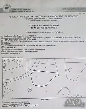 Продажба Вилен парцел община Родопи - с. Храбрино