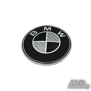 2бр. Емблема за преден капак BMW карбон 82мм