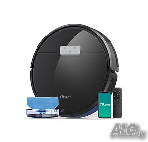 Прахосмукачка робот Tikom G8000 Pro с функция за миене, 4500Pa, 150 минути работа, Wi-Fi