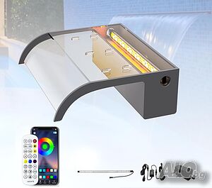 LONGRUN LED Акрилен водопад за езеро и басейн 30 см с Bluetooth управление