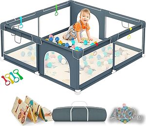 GOI детска кошара за игра 180x150 см с постелка, топки и чанта
