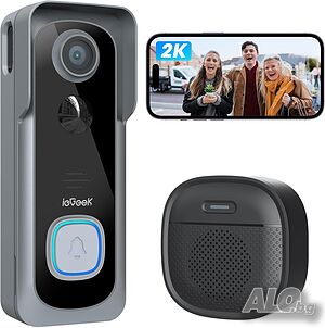 ieGeek Bell J9 Безжичен видео звънец с камера 2K 3MP, Wi-Fi, двупосочно аудио, PIR детекция
