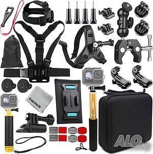 Gurmoir Action Camera Accessory Kit DT18 - 10 в 1 Комплект за GoPro, DJI Osmo Action и Insta360