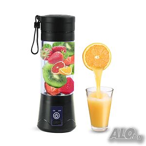 Преносим блендер с USB зареждане 380 ml - 6-точкови ножове, черен