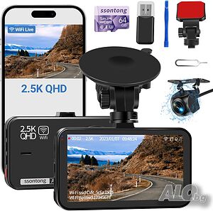 ssontong A16W 2.5K автомобилна камера предна и задна - Wi-Fi, 64GB
