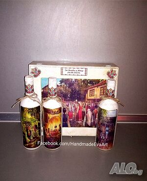 Подарък за сватба- Бутилки за наричане с народни фолклорни мотиви