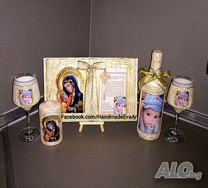 Подаръчен комплект за Кръстници- Книга с икона/ снимка + личен поздрав