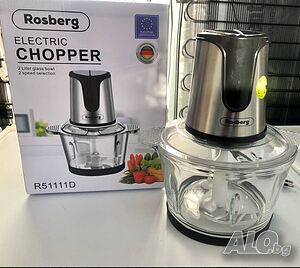 Чопър Rosberg, 500W, 3 л., 2 скорости, стъклена купа, Черен/ Сребрист, 2 ГОДИНИ ГАРАНЦИЯ