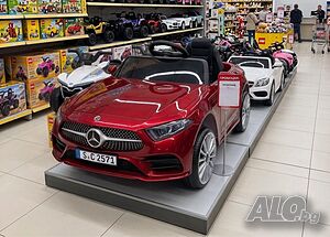 Червена акумулаторна кола Mercedes Benz CLS350 с кожена седалка 12V