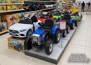 Детски акумулаторен трактор с ремарке 12V - 2x25W, MP3, Bluetooth, до 30 кг, син