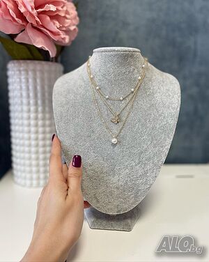 Комплект дамски колиета с перли и висулки