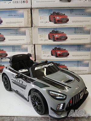 Ново! Промо цена! Акумулаторни коли Mercedes AMG GT3 с меки гуми и кожена седалка 12V