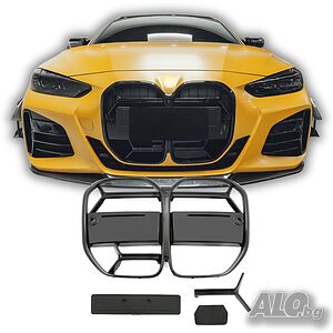 Решетка / маска BMW 4 Серия G22 G23 G26 - двойни бъбреци черен лак БМВ