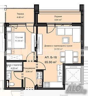 Продава се 2-стаен апартамент в новострояща се сграда - кв. Остромила
