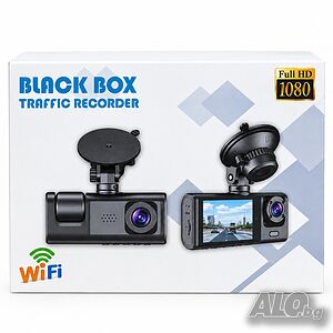 Видеорегистратор с две вградени камери+задна камера Full HD/WiFi/G sensor