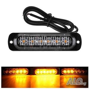 Блиц AMIO 6-LED Аварийни мигащи светлини, 12V-24V, страничен маркер маяк за мотоциклет, камион, 06L2