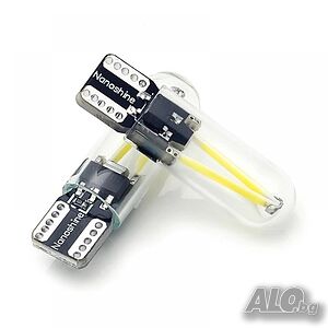 Кт лед крушки за интериор, габарит, осветление номер Amio Filament LED T10 (W5W) White 12V